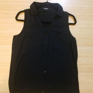 Express black button down tank